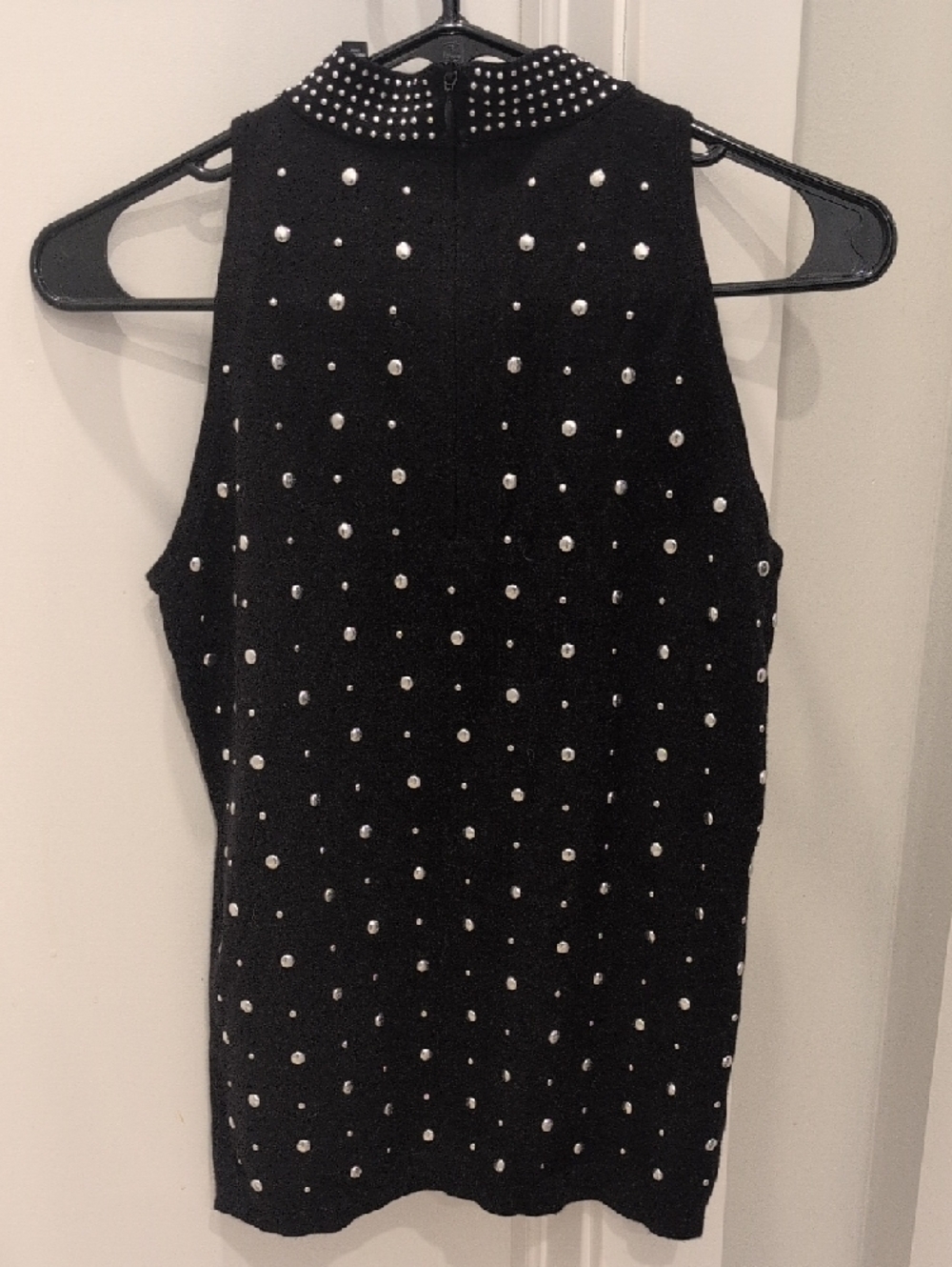 White House Black Market Black Stud-Accent Knit Top - Picture 2 of 5